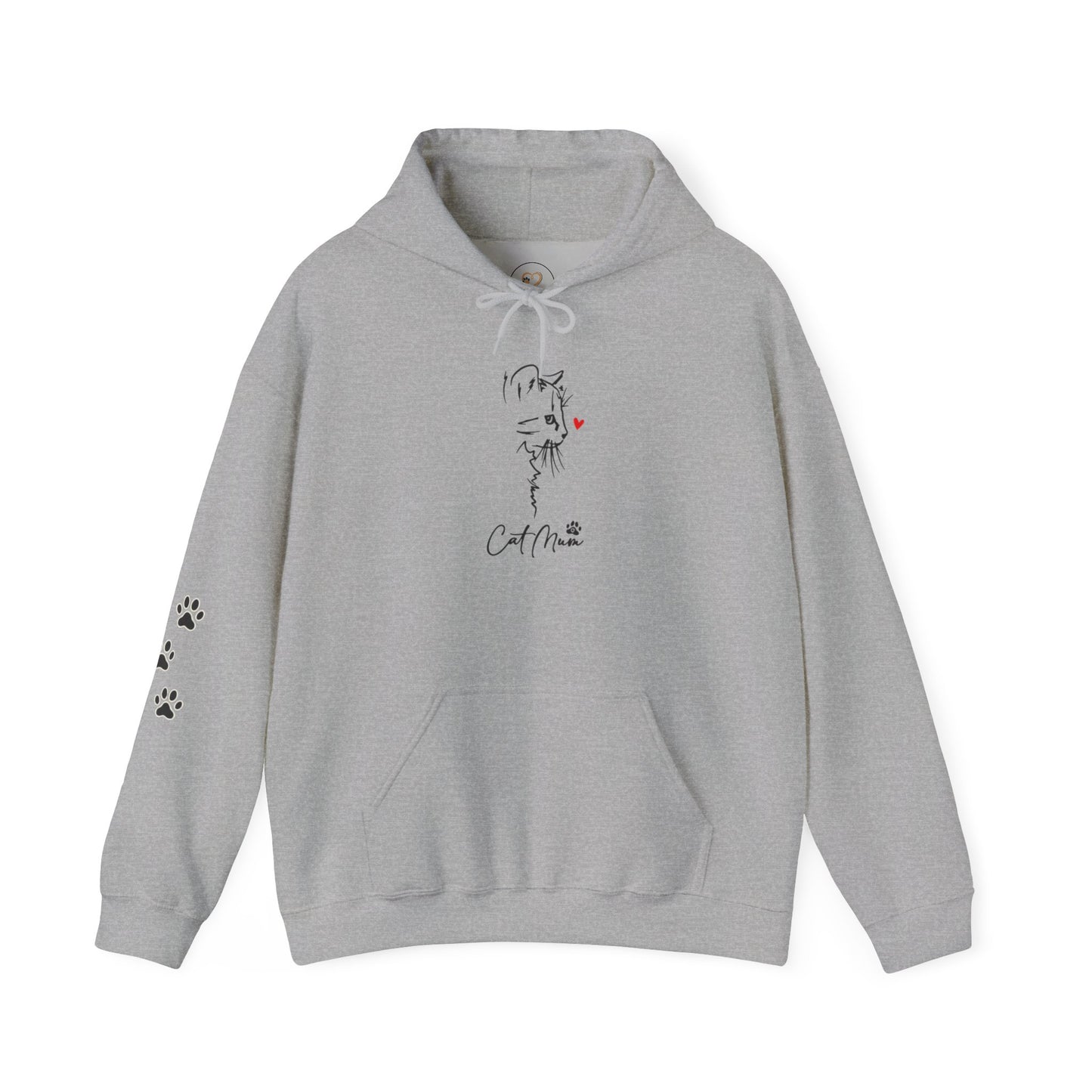 Cat Mom Hoodie for Women – Minimal Paw Print Line Art Cat Lover Sweatshirt